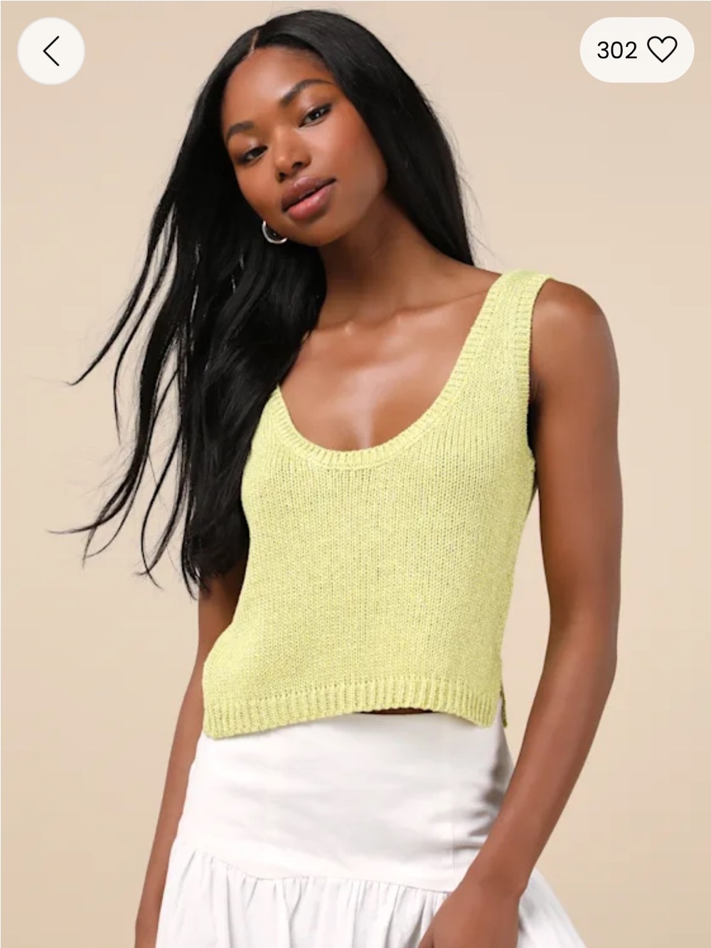 Lulu’s Knit Tank Top in Bright Shimmery Yellow-Green